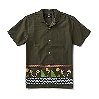 Roark Mens Gonzo De Palmas Button Down T-Shirt, Straight Bottom Camp Shirt, Chest Pocket