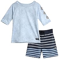 Volcom Boys' Rashguard Set - 2 Piece UPF 50+ Quick Dry Swim Shirt and Boardshorts Bathing Suit - Swimwear Set for Boys (2T-7)