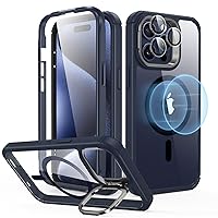 ESR for iPhone 15 Pro Max Case, Full Body Shockproof Compatible with MagSafe,Military-Grade Protection, Magnetic Phone Case for iPhone 15 Pro Max,Shock Armor Kickstand Case (HaloLock),Clear Dark Blue