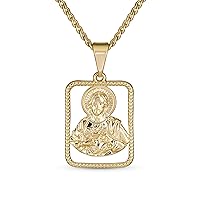 Bling Jewelry Unisex Personalize Religious Metal Cross Medallion Face of Jesus Christ Head Necklace Pendant Yellow Gold Plated For Men Teens Customizable