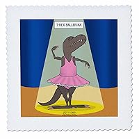 3dRose T-Rex Ballerina or Ballet for The Dinosaurs - Quilt Squares (qs_358424_9)