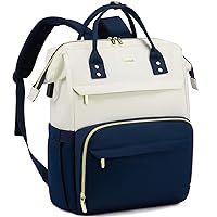 LOVEVOOK Laptop Backpack Purse for Women, 17 Inch Computer Business Stylish Backpacks, Doctor Nurse Bags for Work, Casual Daypack Backpack with USB Port, White-Navy