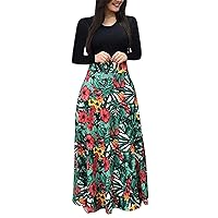ZEFOTIM Dresses for Women 2024 Short/Long Sleeve Floral Maxi Long Dress Fashion Casual Summer Sun Boho Dresses