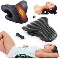 Heated Neck Stretcher Cervical Traction Device Pillow for Neck Pain Relief and Back Stretcher for Back Pain Relief