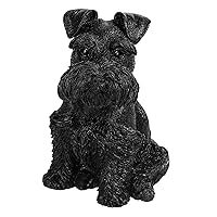 Schnauzer Dog Crystal Statue Realistic Puppy Black Obsidian Sculpture Carved Animal Collectible Figurine for Home Office Desk Decor, 4.06 inch
