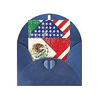 BREAUX Mexican American Flag print Greeting Card, Blank Card with Envelope, Birthday Card, 4 X 6 Inches