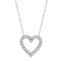 Finecraft 1/4 cttw Diamond Heart Pendant Necklace, 18