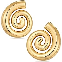Chunky Gold Earrings for Women Trendy, 14K Plated Big Gold Statement Earrings Studs Wing Vintage Gold Geometric Earrings Jewelry Gift Women Girls, Non Tarnish
