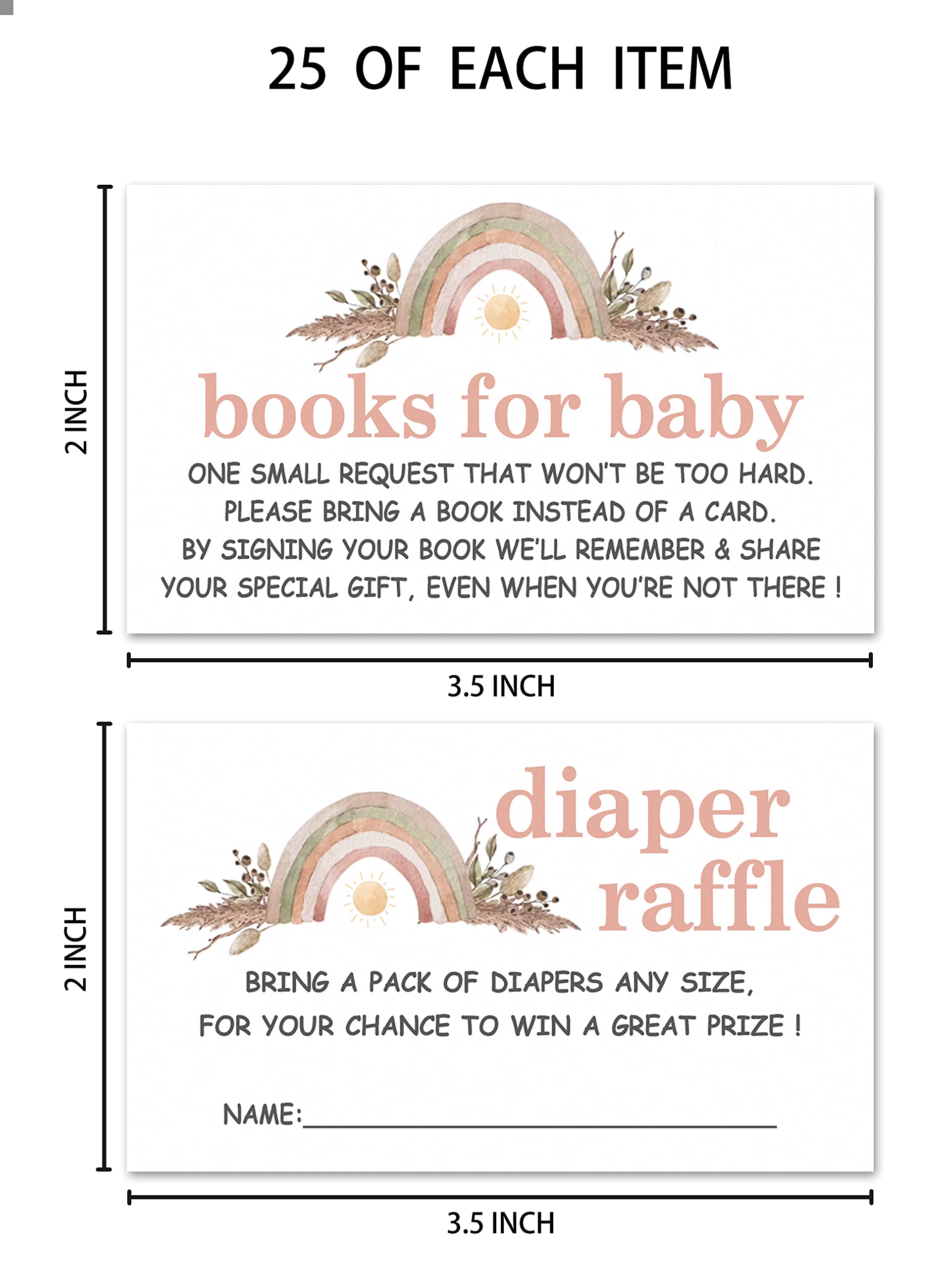Rainbow Baby Shower Invitation Set, Books For Baby, Thank You, Diaper Raffle, Rainbow Fill In Invites Cards, Each Design 25 Cards & Envelopes (Total 100 Cards) – (bb001-taozhuang)