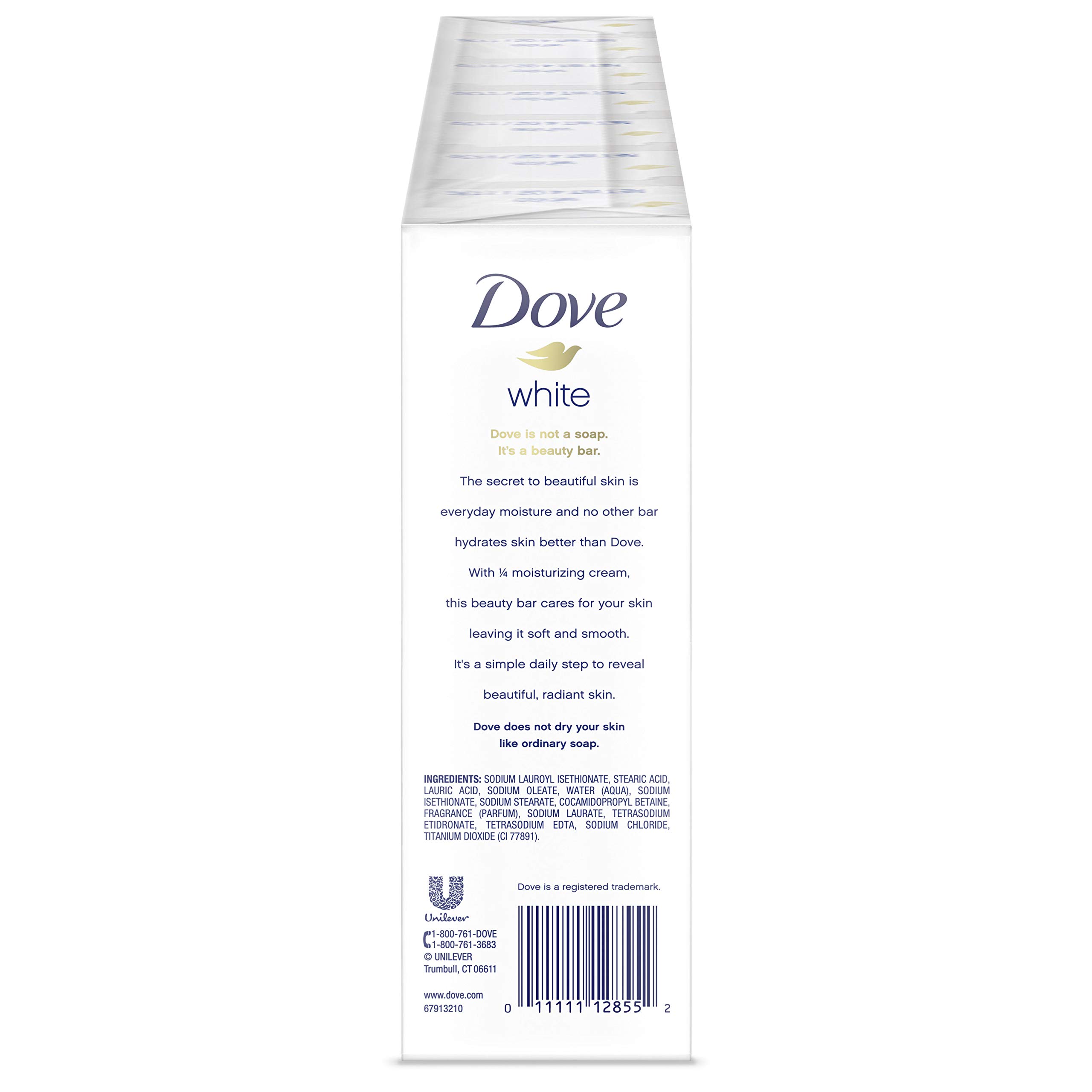 Dove Beauty Bar More Moisturizing than Bar Soap White Effectively Washes Away Bacteria, Nourishes Your Skin 3.75 oz 20 Bars