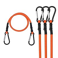 WORKPRO 24 Inch Bungee Cord with Aluminum Alloy Hook, 4 Pack Superior Rubber Heavy Duty Straps Strong Elastic Rope for Outdoor Tent, Luggage Rack, Camping, Cargo, Bike, Transporting, Storage, Orange