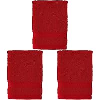 Tommy Hilfiger Modern American Solid Wash Cloth, 13 X 13 Inches, 100% Cotton 574 GSM (Chinese Red) (Pack of 3)