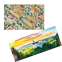 Two Plastic Jigsaw Puzzles Bundle - 4000 Piece - Smart - The Market and Pintoo Panoramic Jigsaw Puzzles 4000 Piece - Sunset of Neuschwanstein Castle, Germany [H1776+H2318]