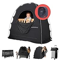 SlumberPod The Original Blackout Sleep Tent Travel Essential for Baby and Toddlers, Mini Crib and Pack n Play Cover, Sleep Pod with Monitor Pouch and Fan Pouch (Includes Fan), Blocks 95%+ Light, Black