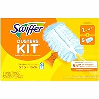 Swiffer Unscented Duster Kit, 1 Yellow handle and 5 blue dusters