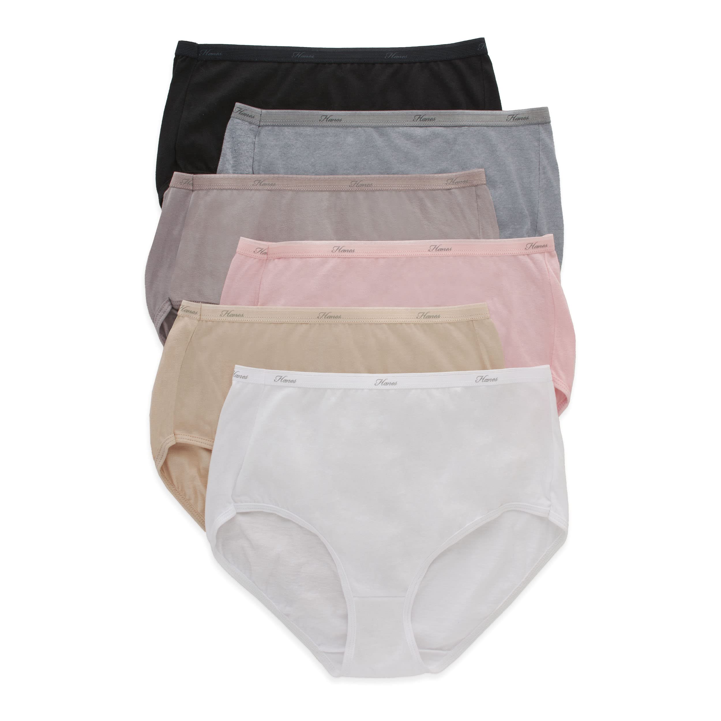 Hanes Womens Plus Size Panties Pack, Classic Cotton Brief Underwear,  Moisture-Wicking