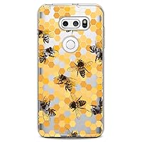 Case Replacement for LG G7 ThinkQ Fit Velvet G6 V60 5G V50 V40 V35 V30 Plus W30 Realistic Bee Clear Honeycomb Slim fit Yellow Print Soft Design Colorful Cute Flexible Silicone Elegant Bright