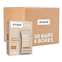 RXBAR Protein Bars, 12g Protein, Gluten Free Snacks, Coconut Chocolate (6 Boxes, 30 Bars)