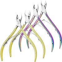 4 Packs Cuticle Nipper, Premium Stainless Steel Cuticle Trimmer for Manicure & Pedicure at Home/Spa/Salon [Gold and Rainbow Color]