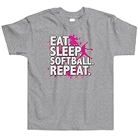 Threadrock Little Girls' Eat Sleep Softball Repeat Toddler T-Shirt