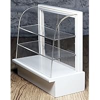 Bakery Cake Bread Dessert Display Cabinet Shelf with Sliding Door Dollhouse Miniature Kitchen Furniture Accessories Made of Wood and Acrylic, Dollhouse Accessories Scale 1:12