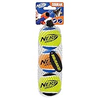 Tennis Ball Dog Toy with Interactive Squeaker, Lightweight, Durable and Water Resistant, 2.5 Inches, for Small/Medium/Large Breeds, Three Pack, Assorted Colors