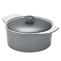 Bruntmor Casserole Dish with Lid - Oven Safe Casseroles for Baking Dishes - Bakeware Pot with Handles - Covered Deep Casserole Set - Bakeware with Lids - Cookware Set - 2 Quarts - Grey & White