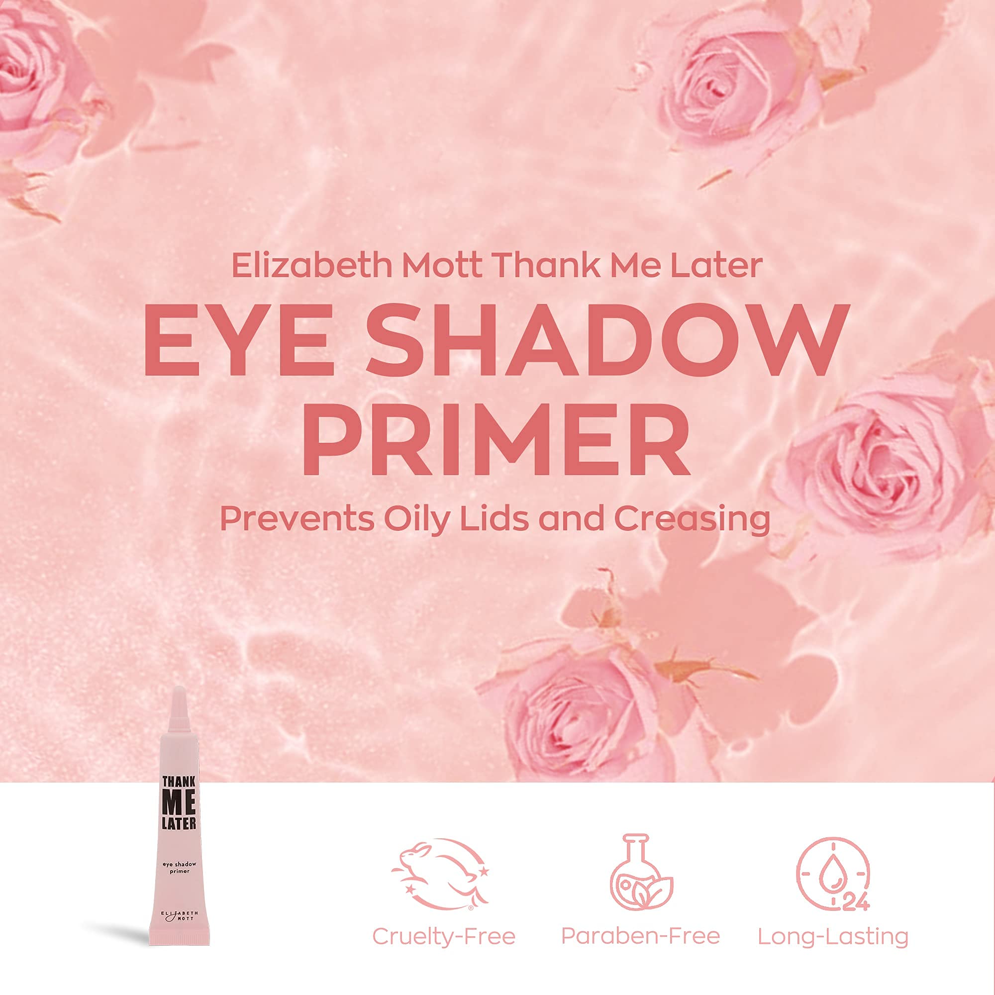Elizabeth Mott Thank Me Later Eye Primer for Long-Lasting Makeup, Clear Mattifying Waterproof Eyeshadow Base to Control Oil, Prevent Creasing, and Shine 10g