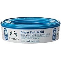 Amazon Brand - Mama Bear Diaper Pail Refills for Genie Pails, Unscented, 270 Count (Pack of 1)