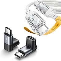 JSAUX 90 Degree USB-C Male to USB-C Female Adapter 100W USB C to USB C Cable [2-Pack 6.6FT]
