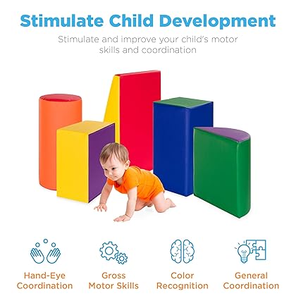 Best Choice Products 5-Piece Kids Climb & Crawl Soft Foam Block Activity Play Structures for Child Development, Color Coordination, Motor Skills - Multicolor