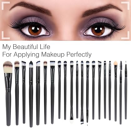 EmaxDesign 20 Pieces Makeup Brush Set Professional Face Eye Shadow Eyeliner Foundation Blush Lip Makeup Brushes Powder Liquid Cream Cosmetics Blending Brush Tool