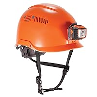 Skullerz 8975LED Vented Safety Helmet with Light, Class C Hard Hat, 6-pt Suspension, Padded Sweatband and Top Padding Included, Orange