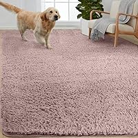 Gorilla Grip Soft Faux Fur Area Rug, Washable, Shed and Fade Resistant, Grip Dots Underside, Fluffy Shag Indoor Bedroom Rugs, Easy Clean, for Living Room Floor, Nursery Carpets, 6x9 FT, Dusty Rose