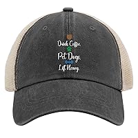 Drink Coffee Pet Dogs Lift Heavy Hat for Womens Baseball Caps Low Profile Washed Hiking Hat
