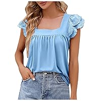 Womens T-Shirts Fashion Solid Short Loose Tees Plus Size with Pockets T-Shirts Dressy Blouses Women's Tshirts