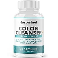 Herbafuel Colon Cleanser for Detox, Gut Health & Weight Loss - Natural Laxative for Bloating & Constipation Relief with Herbs, Fibers, & Probiotics, Non-GMO