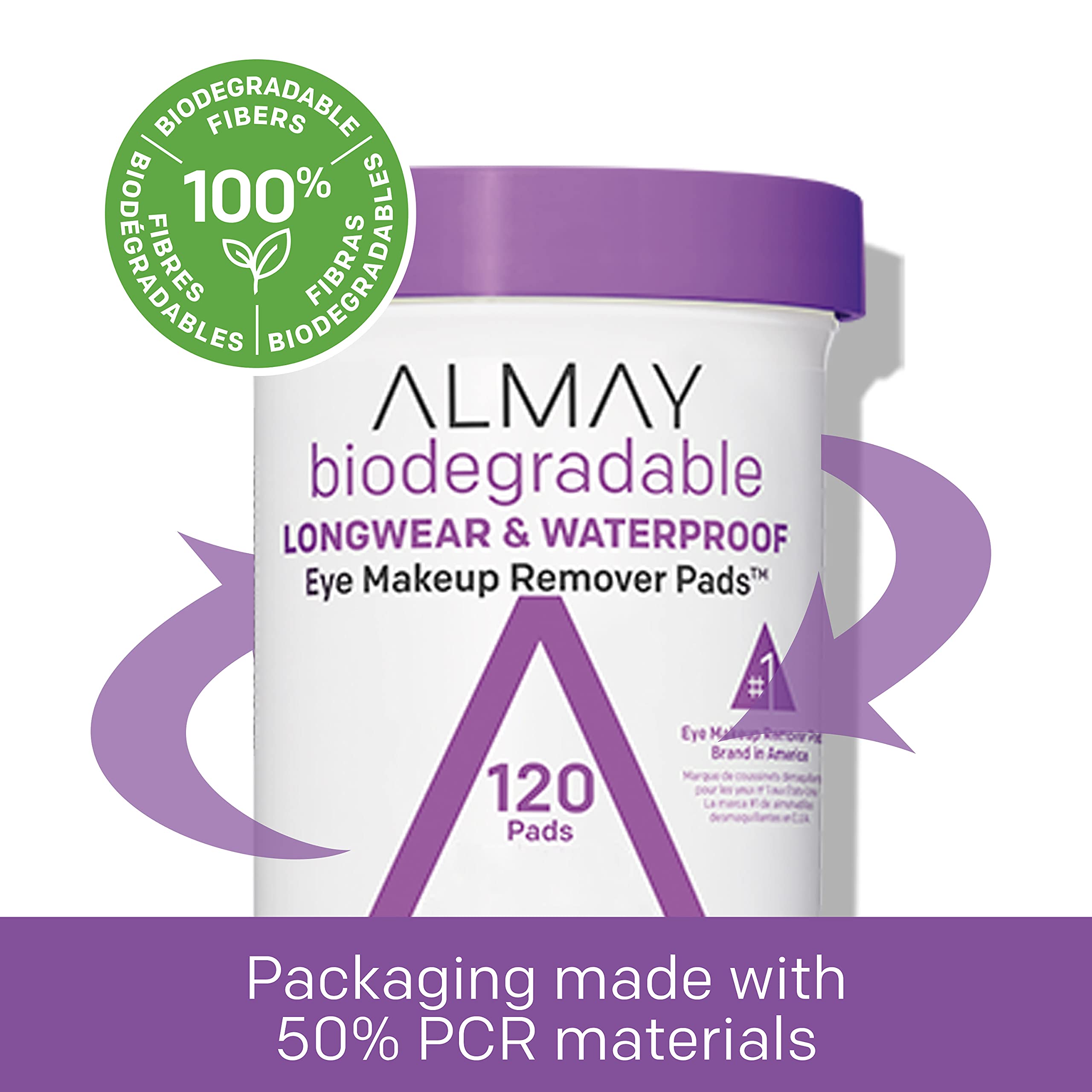 Almay Eye Makeup Remover Pads, Biodegradable Longwear & Waterproof, Hypoallergenic, Cruelty Free-Fragrance Free Cleansing Wipes, 120 Pads (Pack of 1)