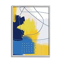 Stupell Industries Bold Lively Shapes Modern Blue Yellow Abstract Collage, Designed by Urban Epiphany Gray Framed Wall Art, 16 x 20