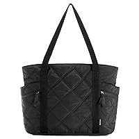BAGSMART Tote Bag for Women, Travel Essentials Large Tote Bag with Zipper, Quilted Puffer Bag Carry On Bag for Travel Work