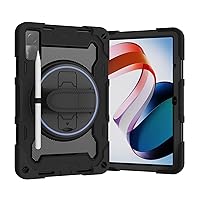 for Xiaomi Redmi Pad 10.61 inch Released 2022 Case,Rugged Shockproof Protective Silicone Cover for RedMi Pad 10.61'', W 360 Stand Hand Strap + Shoulder Strap,Black