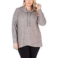Ideology Womens Plus Cowl Neck Heathered Pullover Sweater