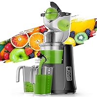 Cold Press Juicer Machines, Slow Masticating Juicers with 3.3-inch Wide Dual Feed Chute for Whole Fruits and Vegetables, Juice Extractor Maker with Quiet Motor, High Yield, BPA-Free