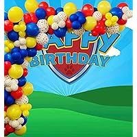 Paw Patrol Balloon Arch Set - 144 Red Yellow Blue Party Balloons - Paw Dog Patrol Birthday Balloons - Paw Print Birthday Party - Includes 20 Character Latex Balloons by Jolly Jon