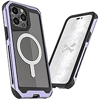 Ghostek Atomic Slim iPhone 15 Pro Max Protective Case, Compatible with MagSafe Accessories, Aluminum Metal Frame, Shock Absorbent Phone Cover (6.7 Inch, Purple)