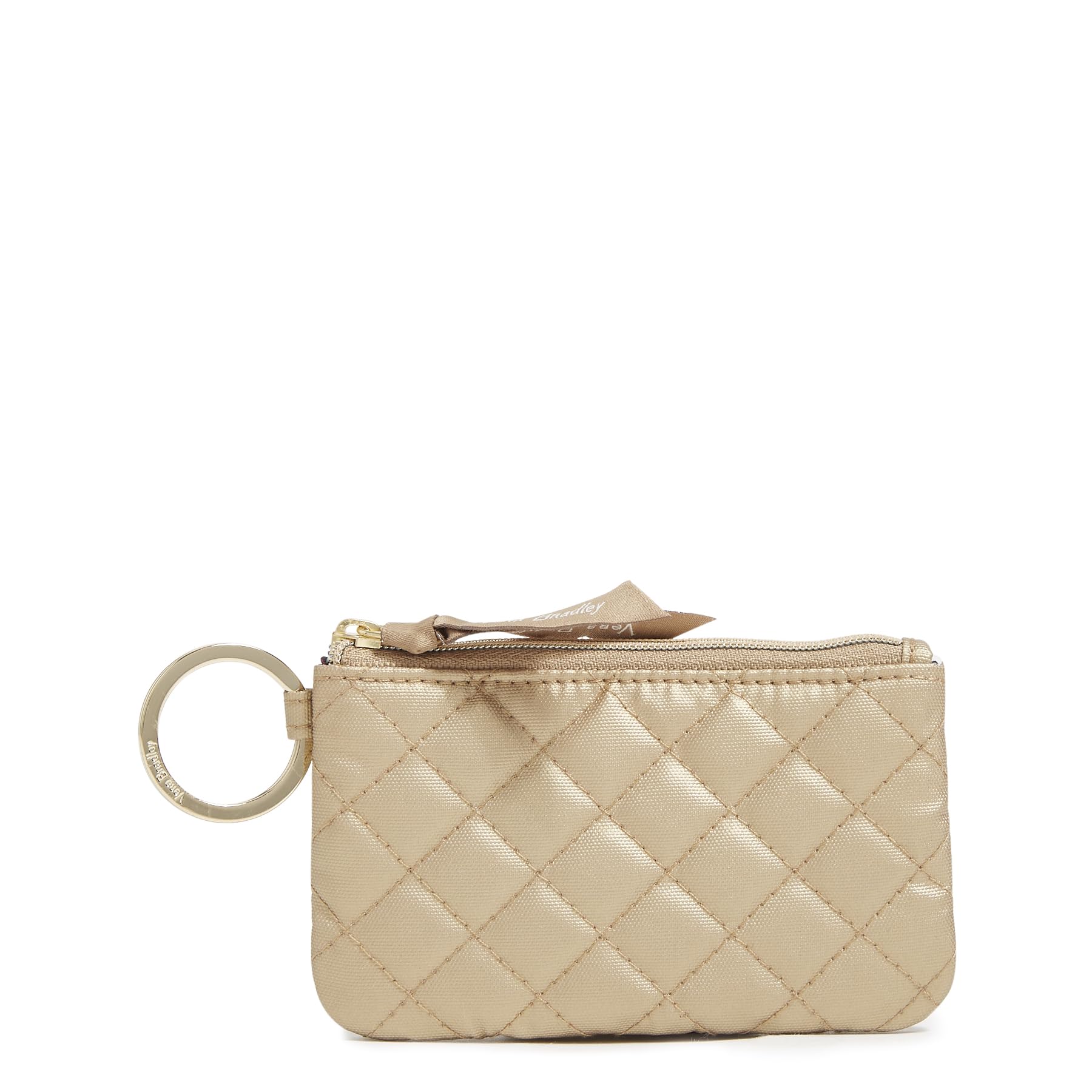 Vera Bradley Women's Cotton Zip ID Case Wallet, Champagne Gold Pearl, One Size