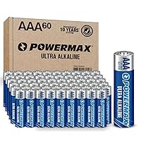 Powermax 60-Count AAA Batteries, Ultra Long Lasting Alkaline Battery, 10-Year Shelf Life, Reclosable Packaging