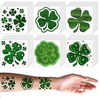 72PCS St. Patrick's Day Temporary Tattoos Glitter Shamrock Fake Tattoo Stickers Irish Clover St Patricks Day Waterproof Body Face Sticker for Parade and Favors Party Decorations
