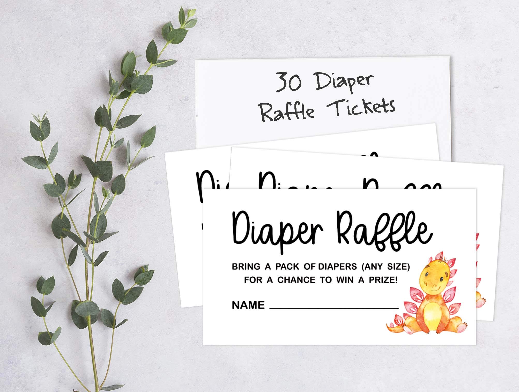 Inkdotpot Set of 30 Dinosaur Baby Shower Invitations-Diaper Raffle Tickets and Baby Shower Book Request Cards Jungle Animals Invites Its A Boy Its A Girl