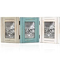 Rustic 3 Picture Fram 4X6 Triple Hinged Distressed Photo Frame for Tabletop Display, Gift for Christmas, New Year